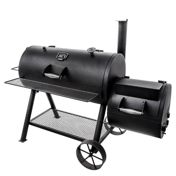 Longhorn Reverse Flow Offset Charcoal Smoker Grill in Black with 1,060 sq in Cooking Space Image 6