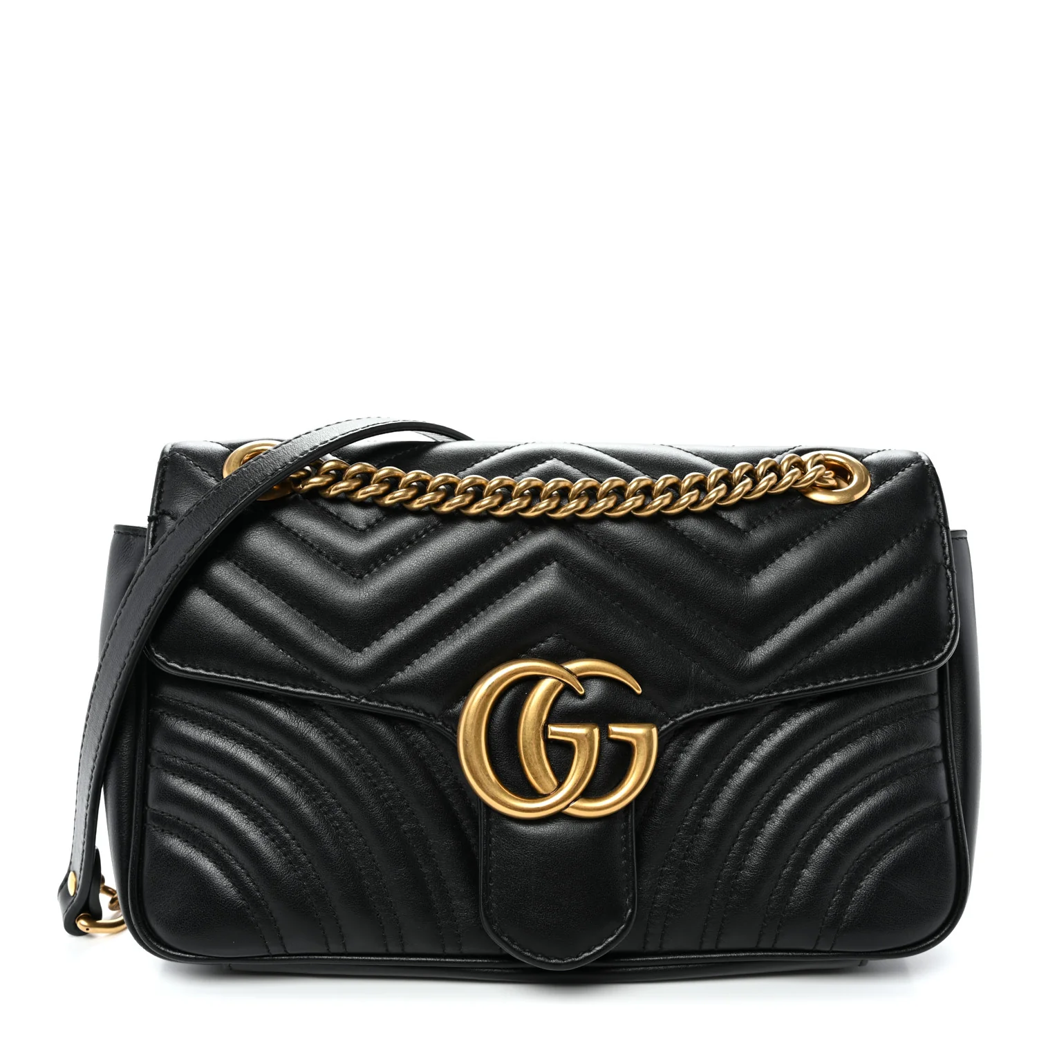 Calfskin Matelasse Small GG Marmont Shoulder Bag Black
