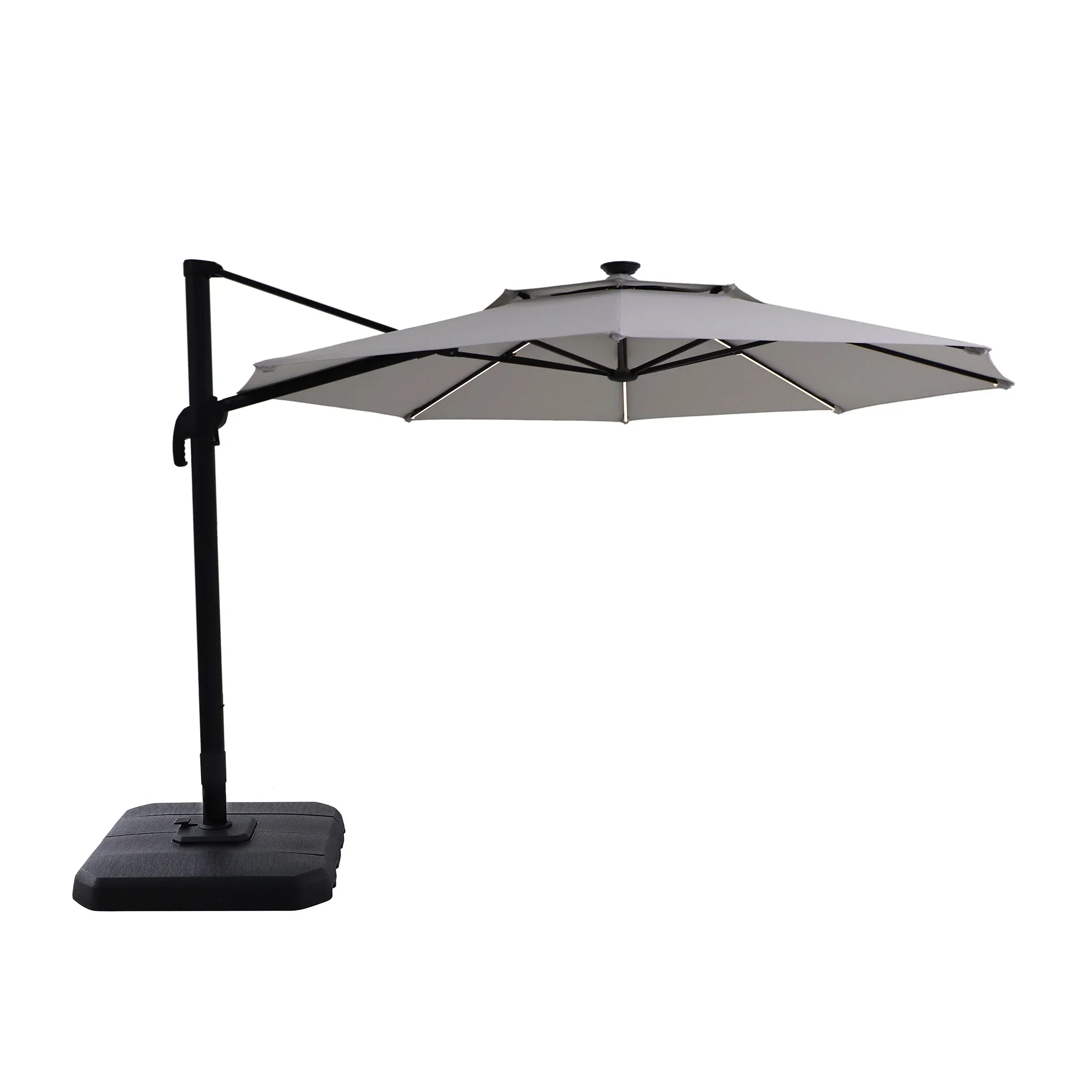 Better Homes & Gardens 12' x 11' 8-Rib Gray Octagonal Outdoor Patio Umbrella and Weighted Base