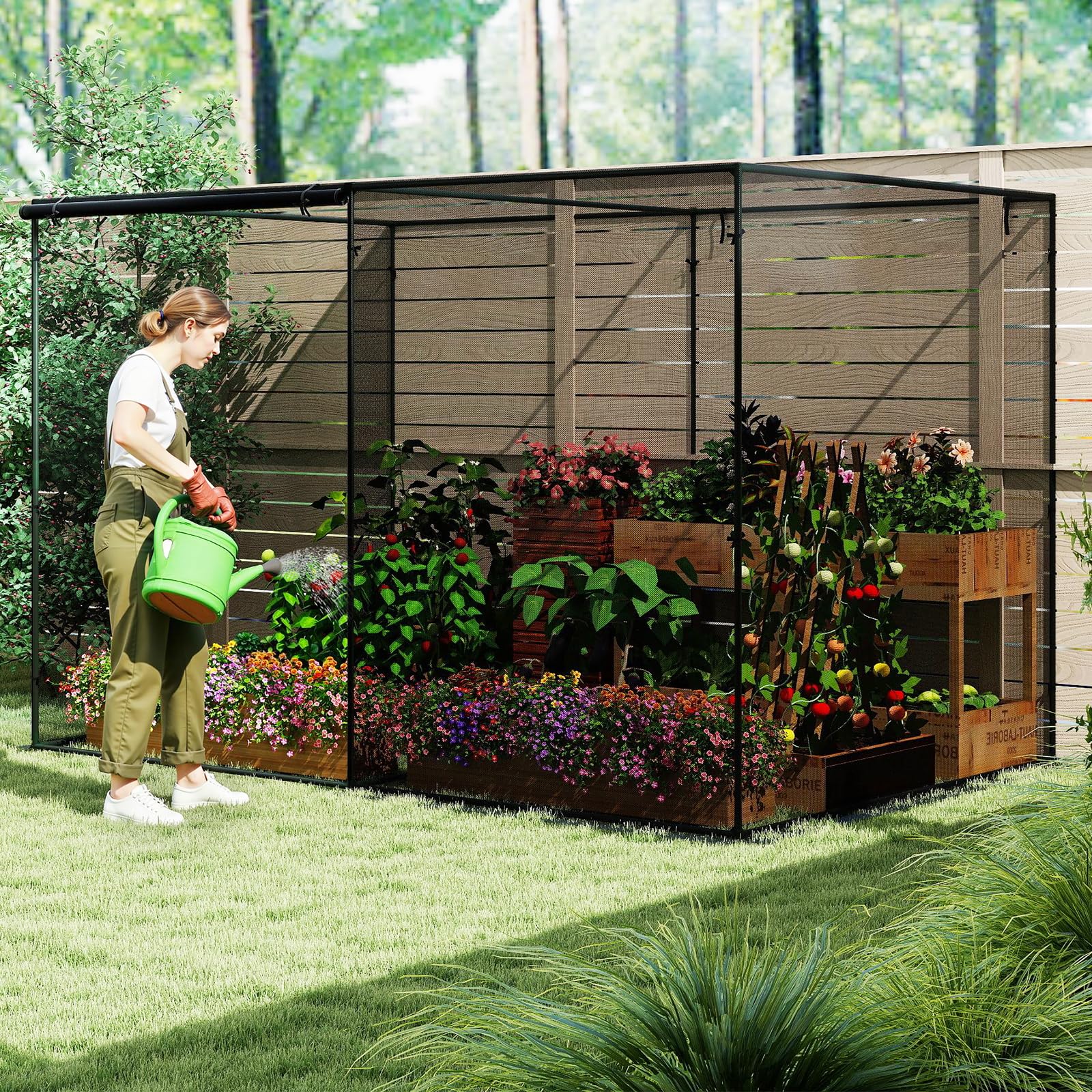 Tangkula 10x6.5x6.5 FT Crop Cage with Heavy Duty Metal Frame