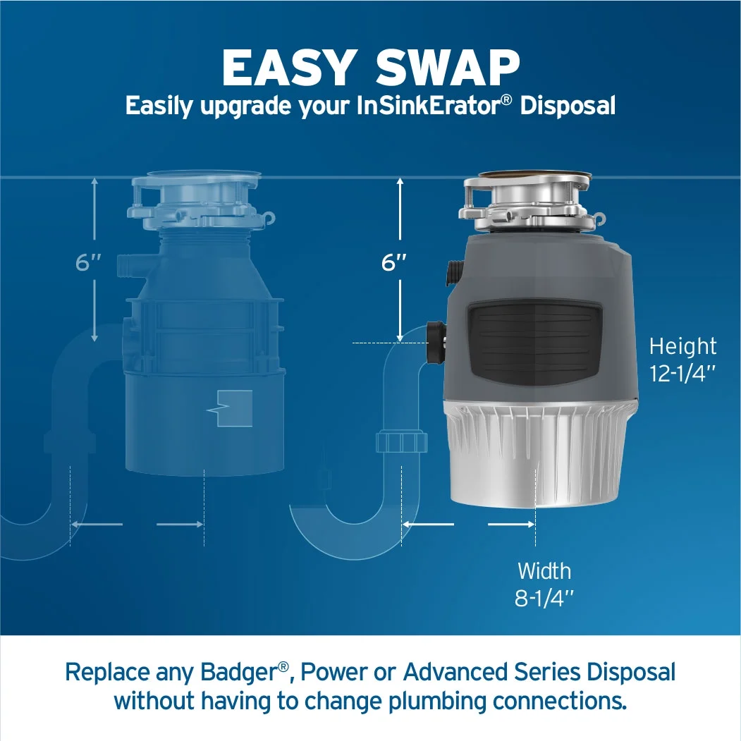 Evolution 1HP, 1 HP Garbage Disposal, Advanced Series EZ Connect Continuous Feed Food Waste Disposer - Image 8