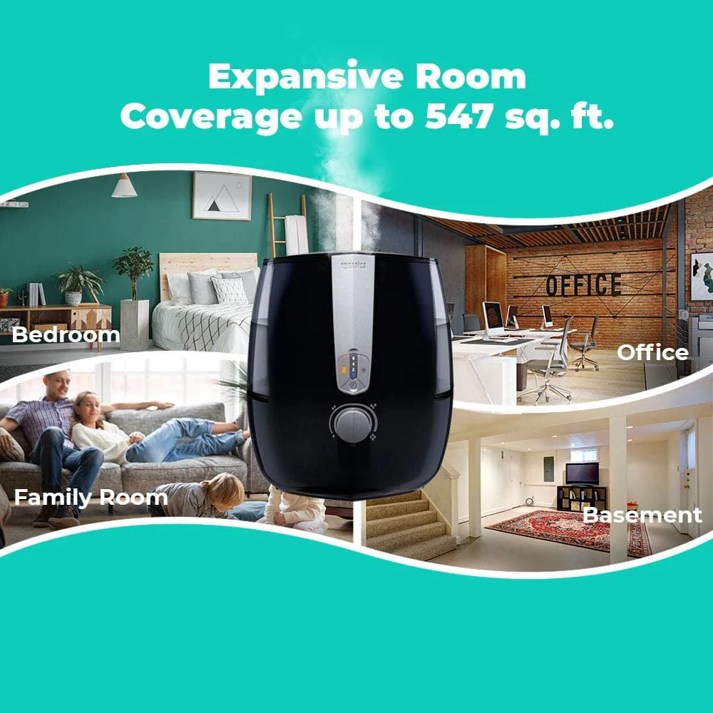 Homedics Total Comfort Plus Ultrasonic Humidifier, 5 3L Water Tank with Warm and Cool Mist with Auto Shutoff, 547 sq / ft Coverage Area Image 3