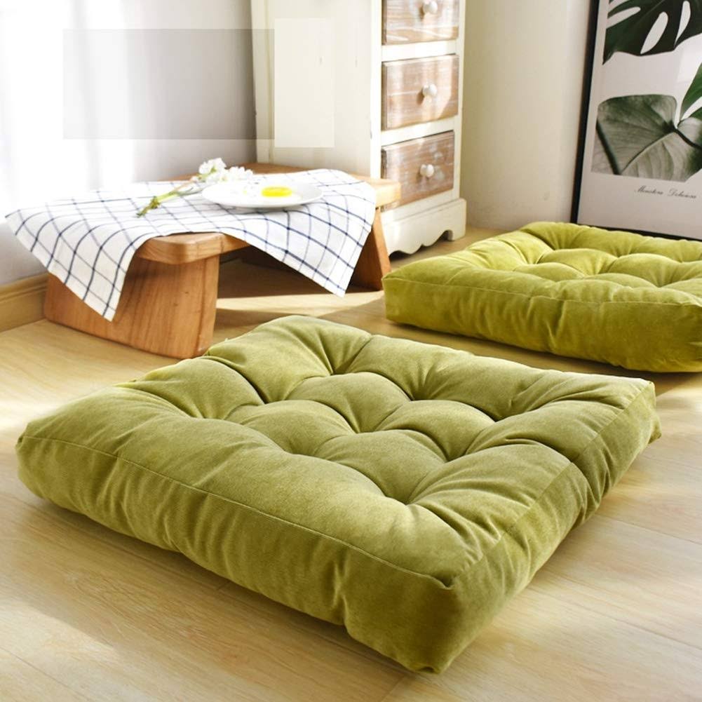 HIGOGOGO Solid Square Seat Cushion Tufted Thicken Pillow Seat Soft Corduroy Chair Pad