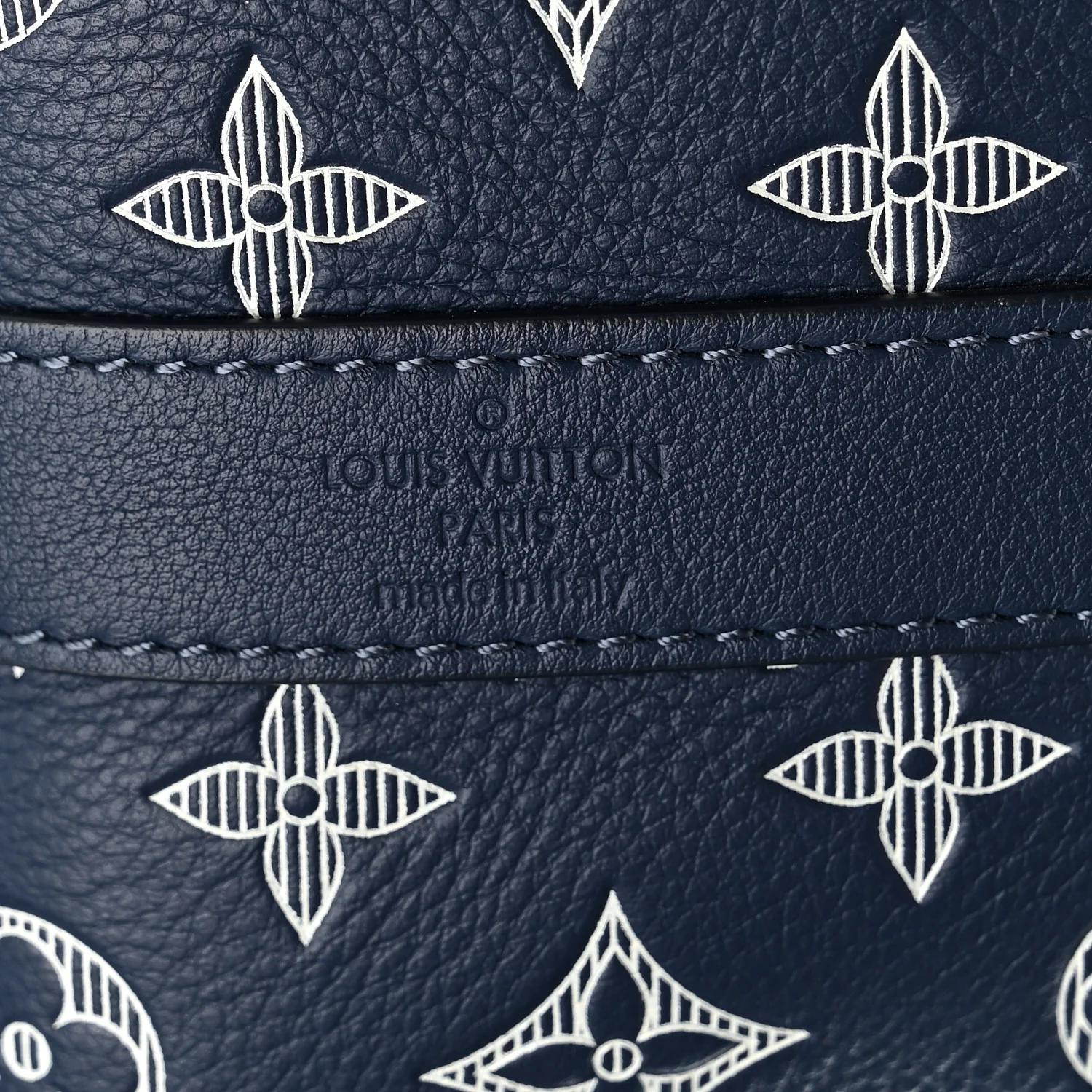 Calfskin Shadow Monogram Keepall Bandouliere 50 Ink Blue White