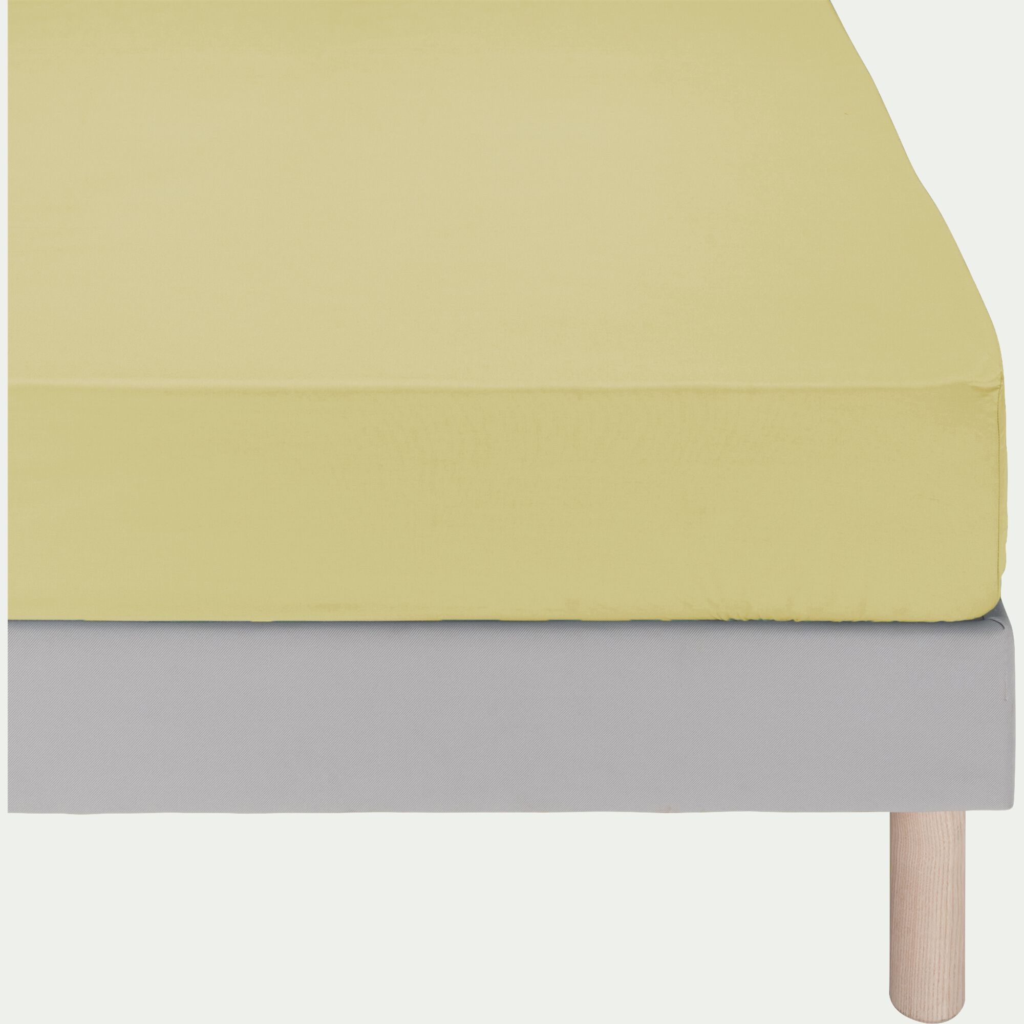 EOLI - Drap housse en coton 90x200cm B30cm - jaune paille