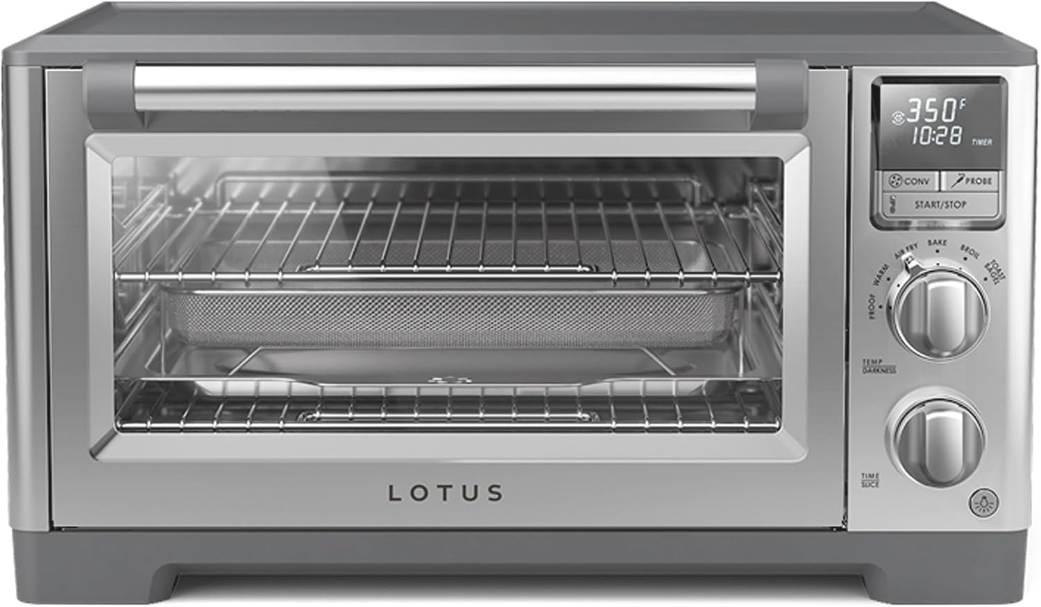 Lotus Air Fry and Convection Oven, Air Fryer Toaster Oven Combo, Countertop Convection Oven, The Perfectionist, 1800 Watts, Stainless Steel, Professional Series, LTSCO500
