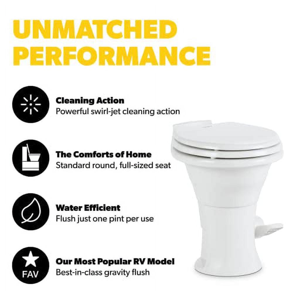 310 Standard Toilet White. Oblong Shape. Lightweight and Efficient with Pressure-Enhanced PowerFlush and Slow Close Seat Cover Perfect for Modern RVs - Image 4