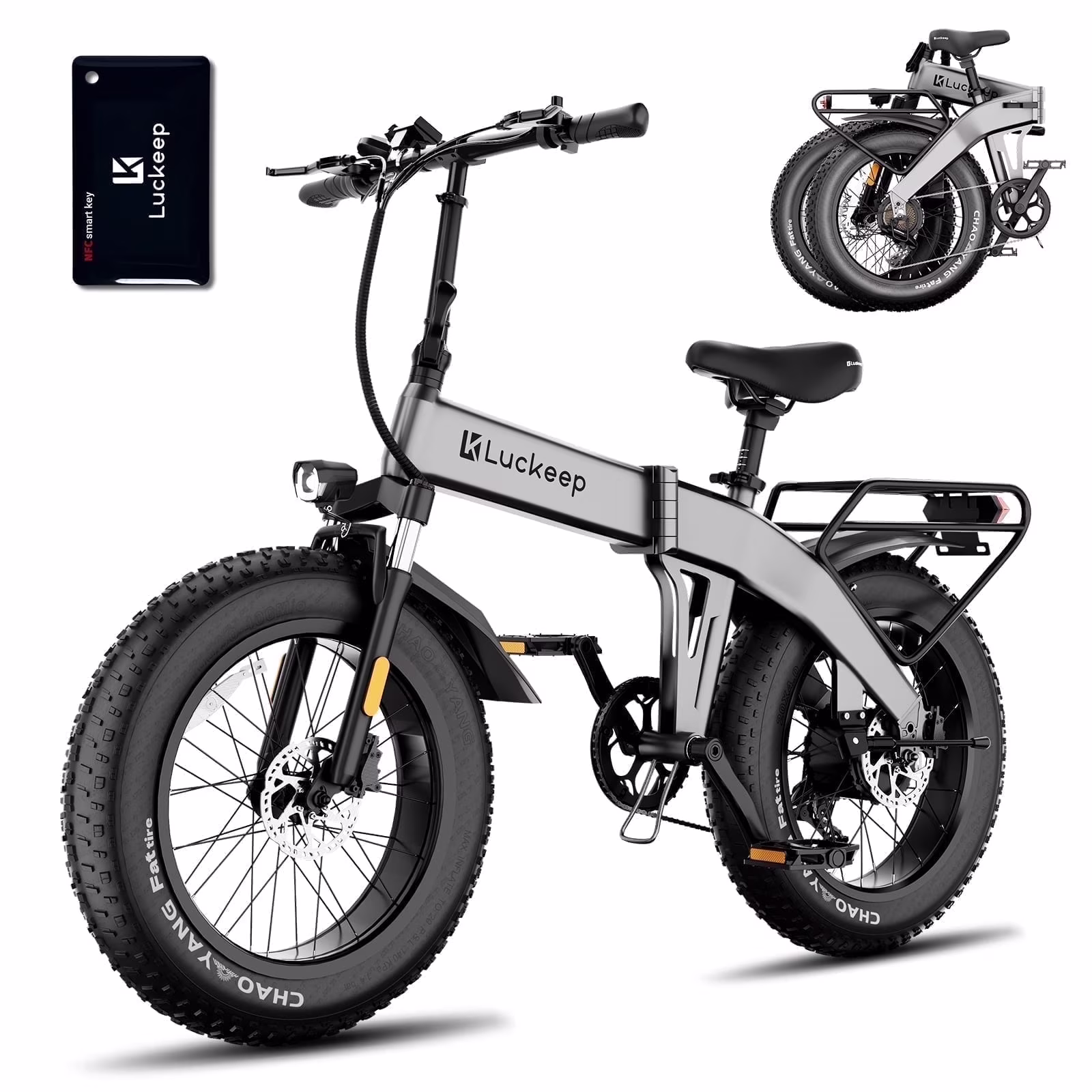 X1 Lite Foldable Electric Bike for Adults 1500W Peak Motor,720WH Removable Battery,28MPH 60 Miles Long Range,20"*4" Fat Tire All-Terrain E-bike with Front Suspension,Mountain Electric Bicycle(X1Lite Gray)