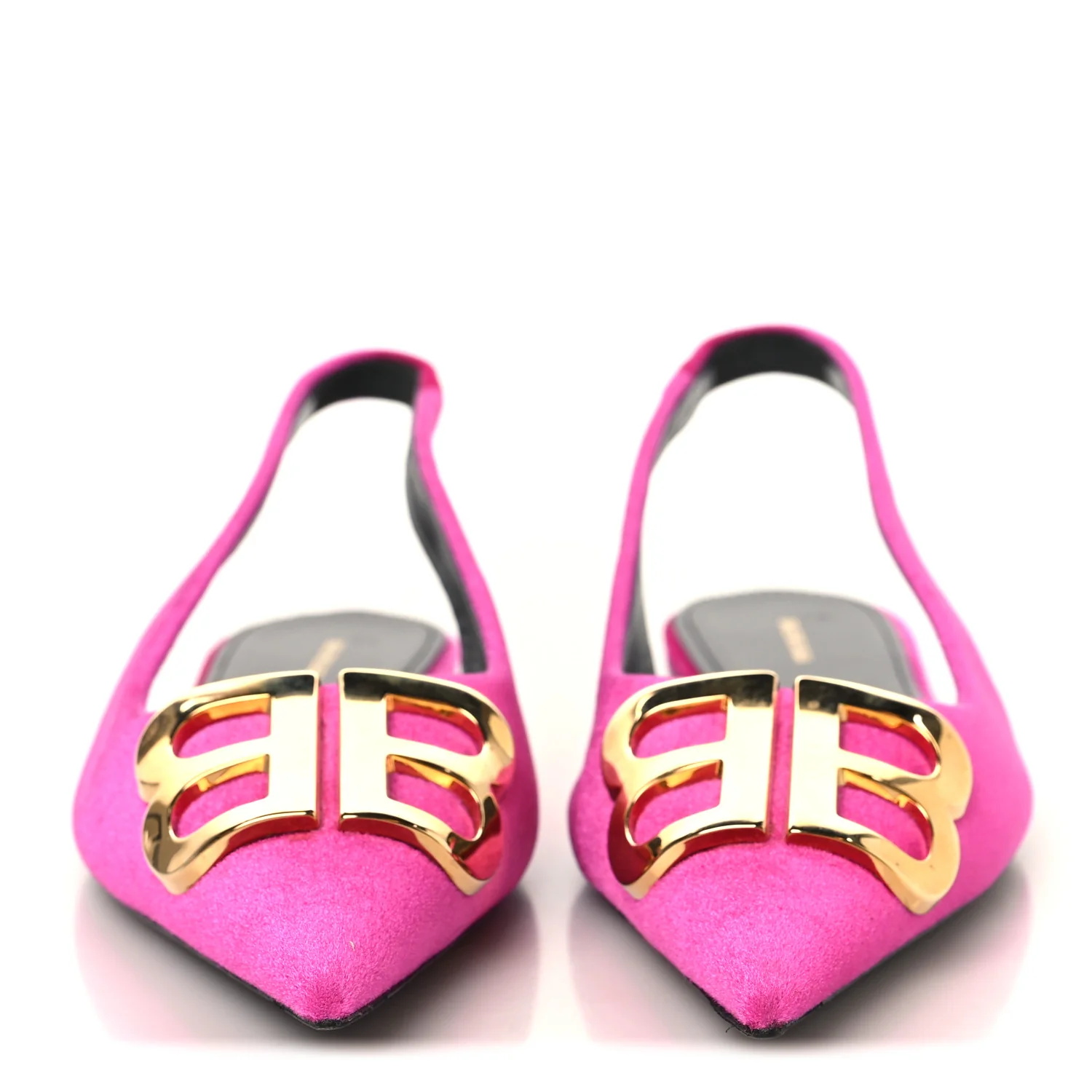 Velvet BB Knife Pointy Toe Slingback Flats 35 Pink