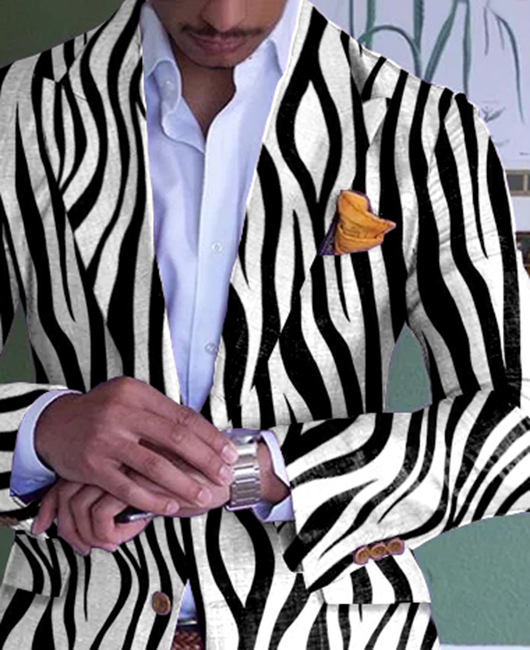 Blazer à col à revers et imprimé zèbre tendance