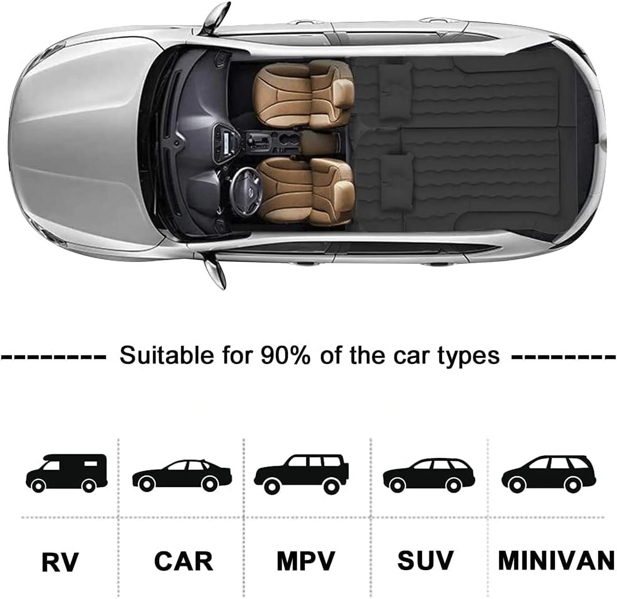 3 in 1 SUV Air Matterss | Car Mattress with Electric Air Pump-2 Support Fillers 2 Pillows Fits SUV|MPV|Minivan for Road Trip Camping Black(Black Suv Mattress) - Image 3