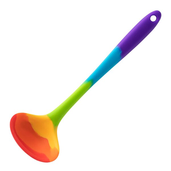 Suppeskje silikon 21 cm regnbuefarget