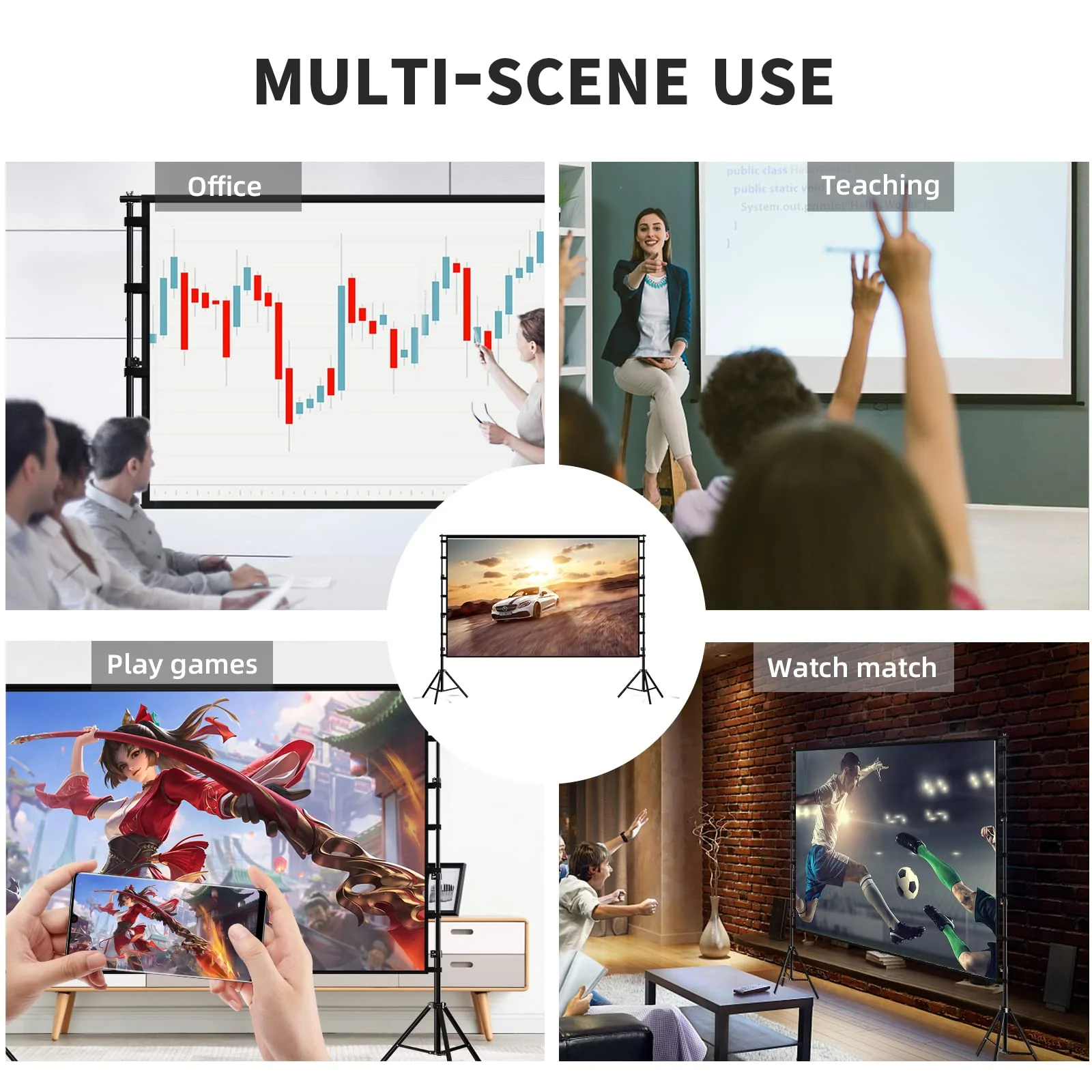 Towond 150 inch Indoor Outdoor Projection Screen