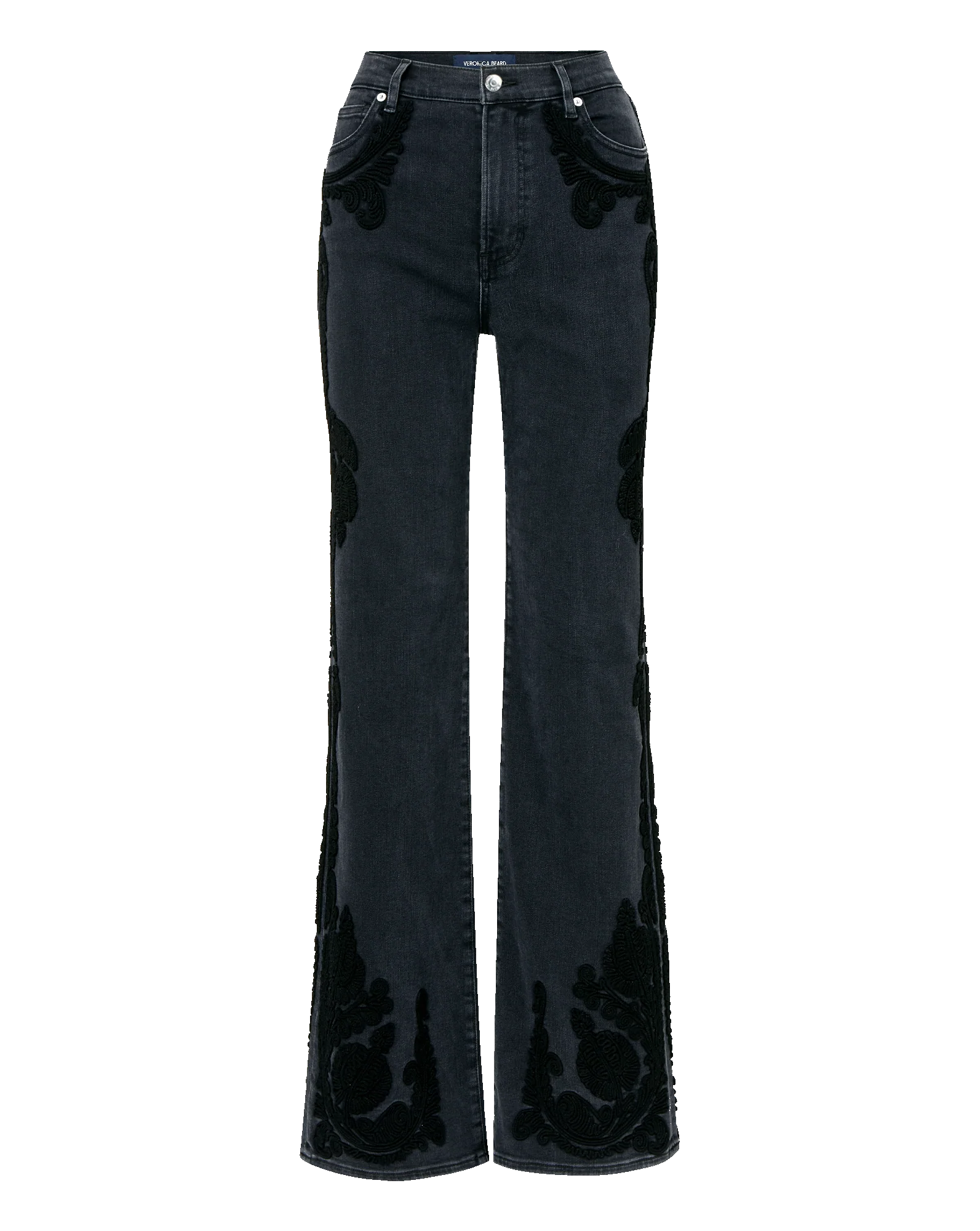 Crosbie Embroidered Slim Wide-Leg Jean
