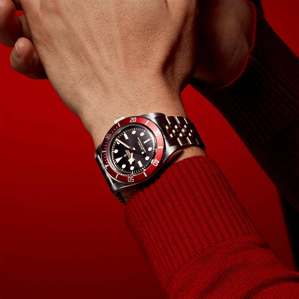 【Super Clone】TUDOR Black Bay 41mm Black Dial & Red Bezel Five-Link Bracelet Watch M7941A1A0RU-0003