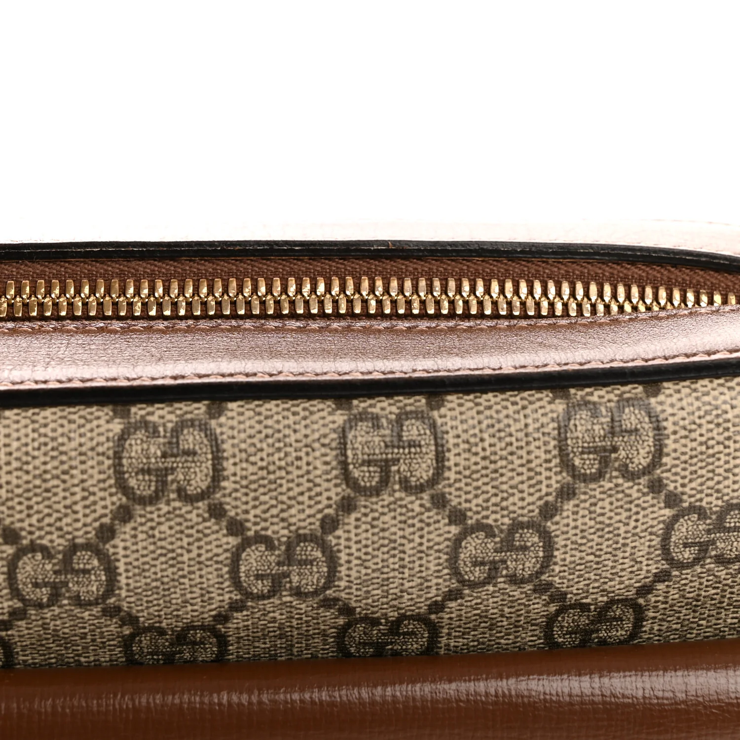 GG Supreme Monogram Small Horsebit 1955 Shoulder Bag Beige Brown Sugar