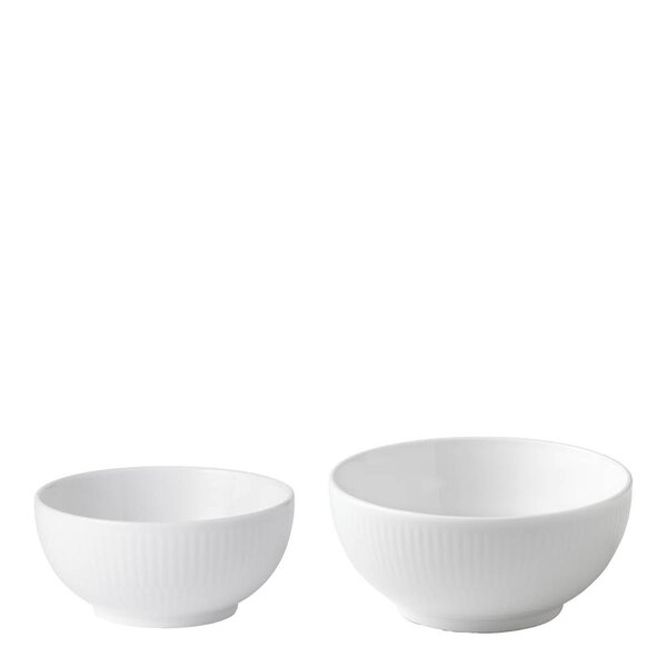 Hvit Riflet skålsett 2 deler 24 cl/47 cl