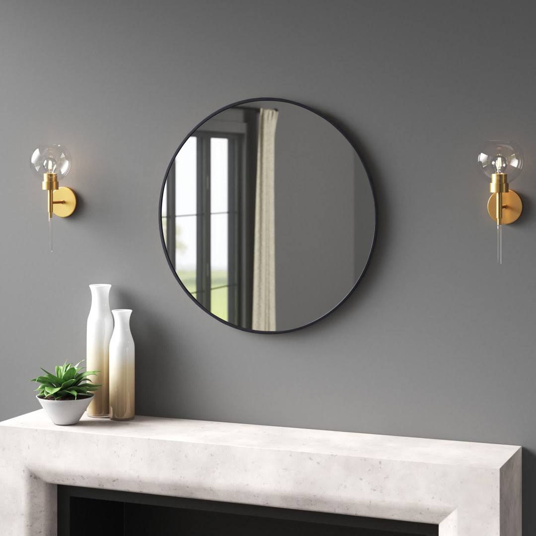 Needville Modern & Contemporary Accent Mirror Finish: Matte Black, Size: 48