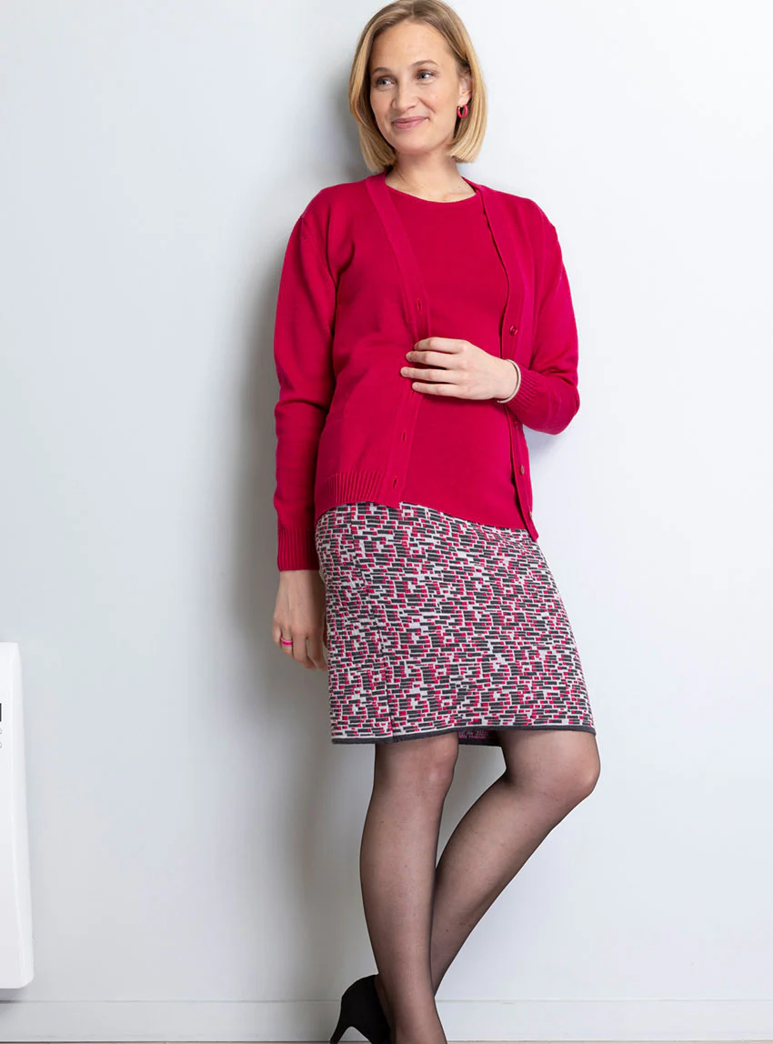 Jupe femme en laine mérinos jacquard gris