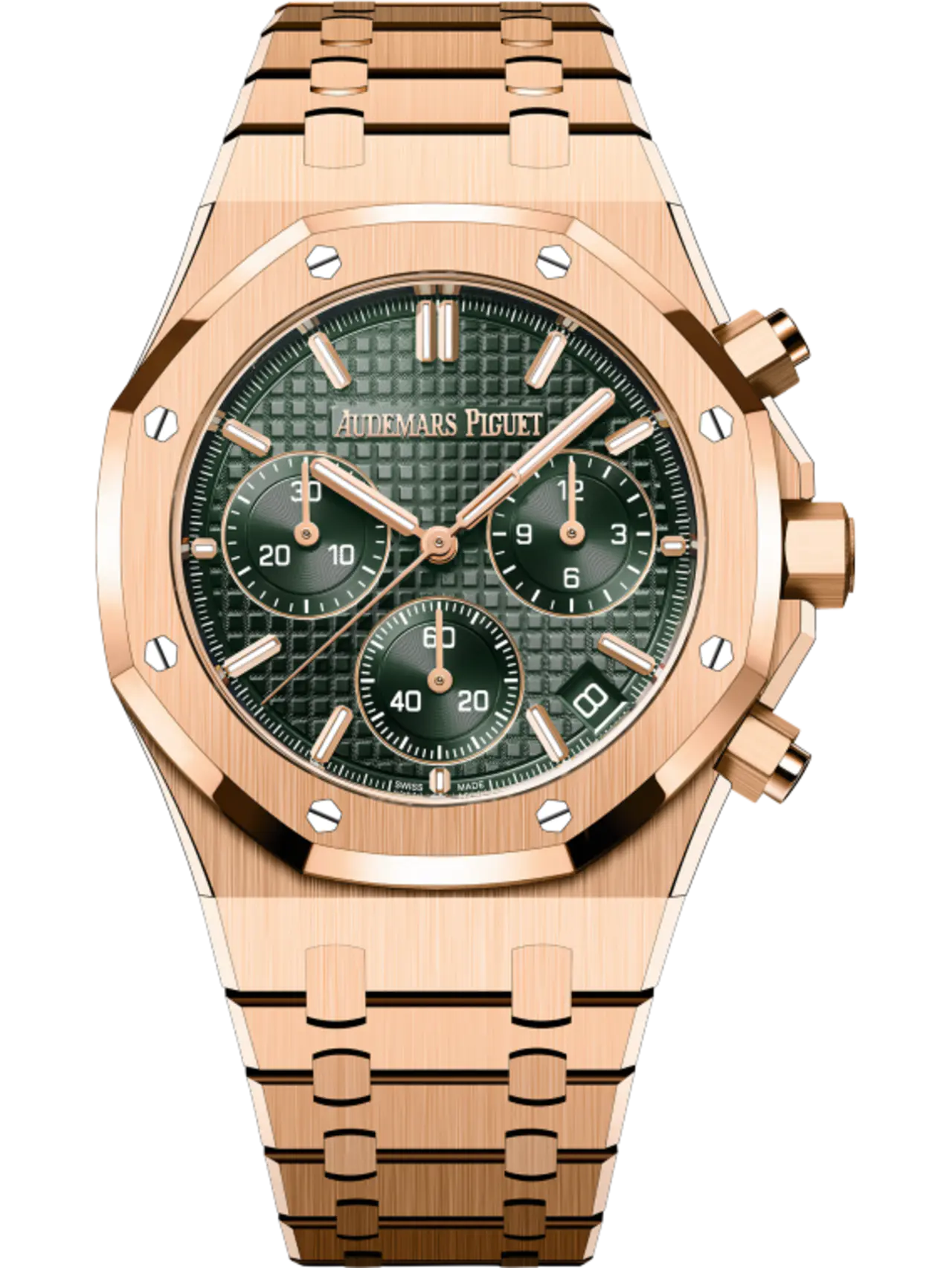 【Super Clone】Audemars Piguet ROYAL OAK Pink Gold Khaki Green Dial CHRONOGRAPH 41mm 26240OR.OO.1320OR.08