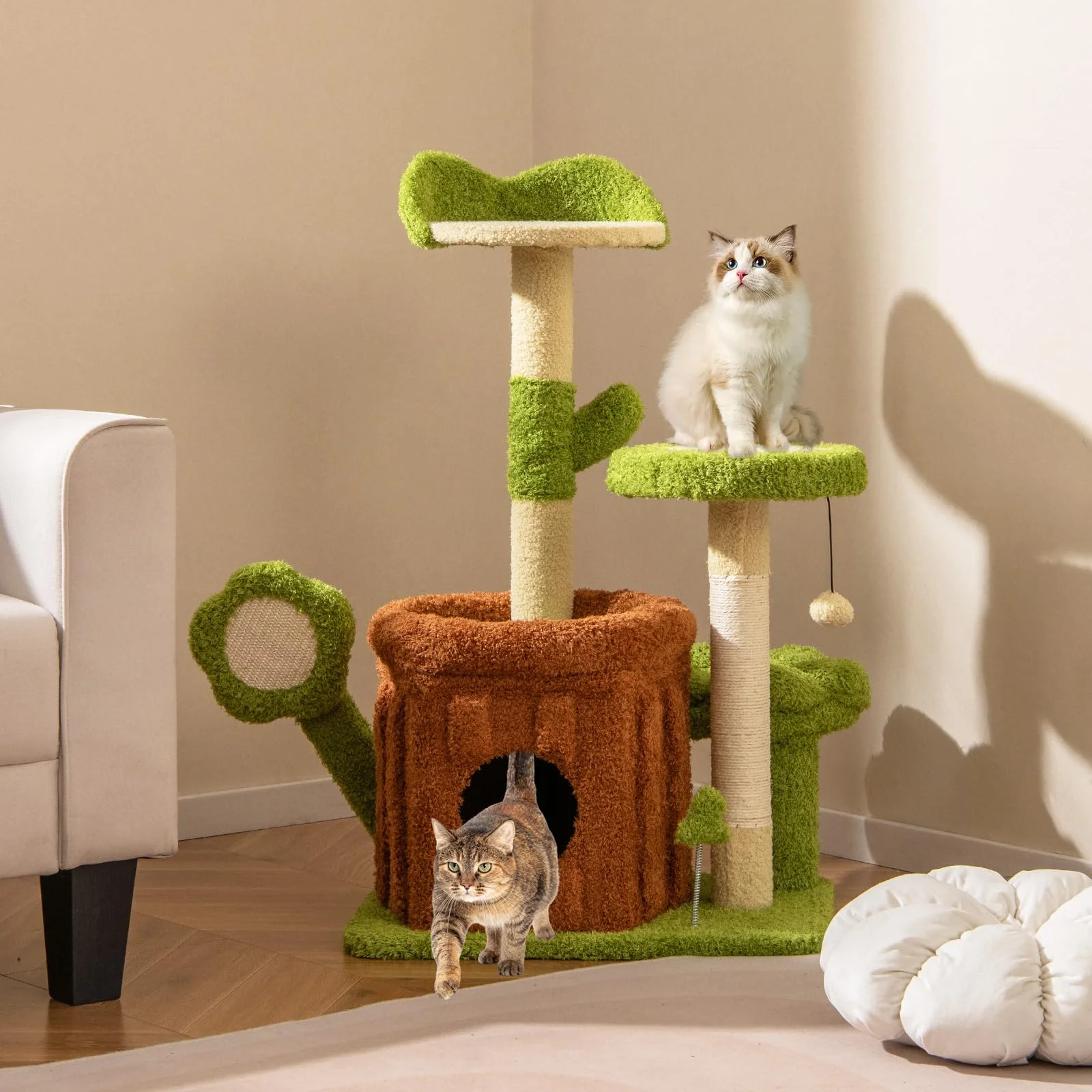 Tangkula 36 Inch Aesthetic Cat Tower with Sisal Scratching Posts & Board