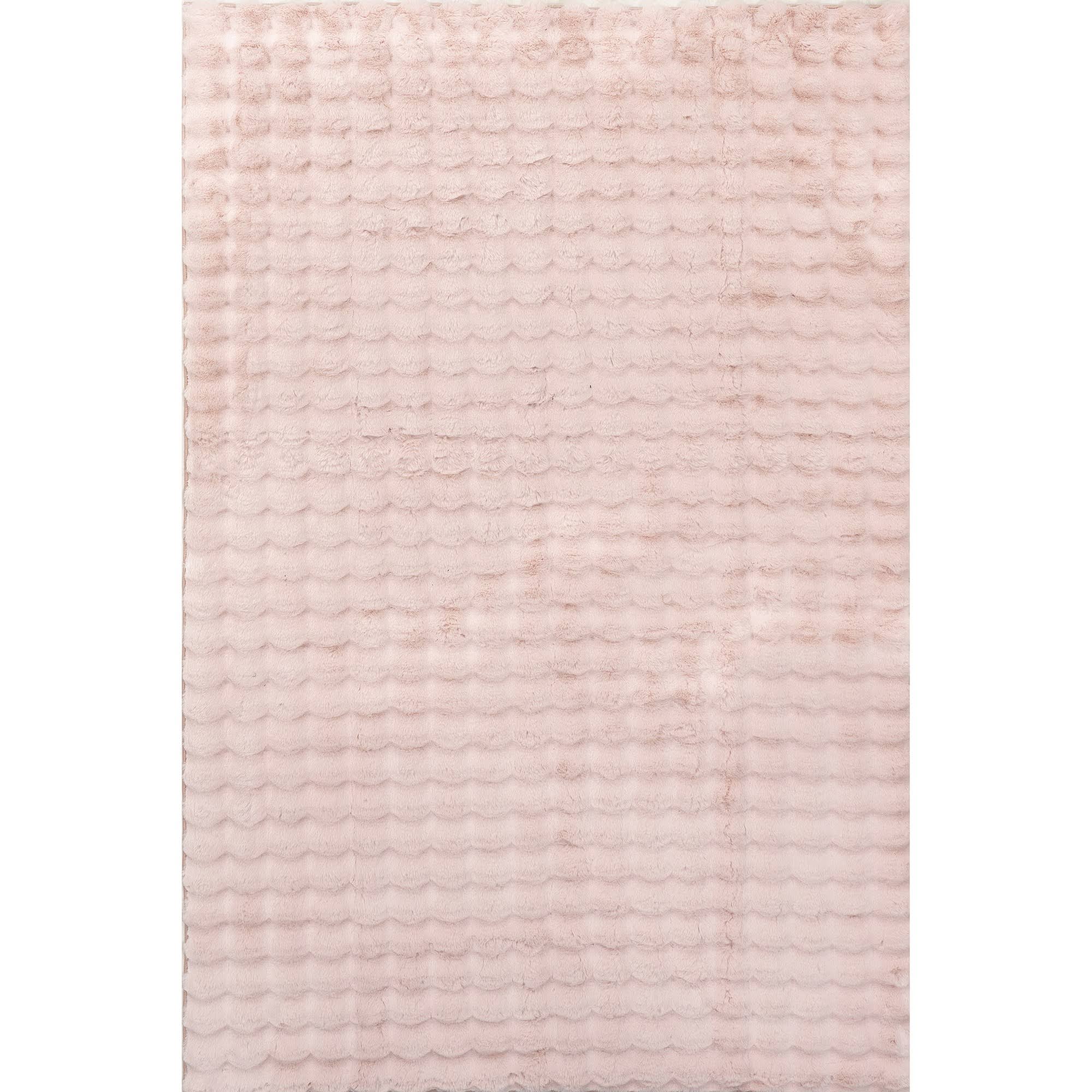 nuLOOM Jeni Solid Faux Rabbit Machine Washable Area Rug Blush 3' 9