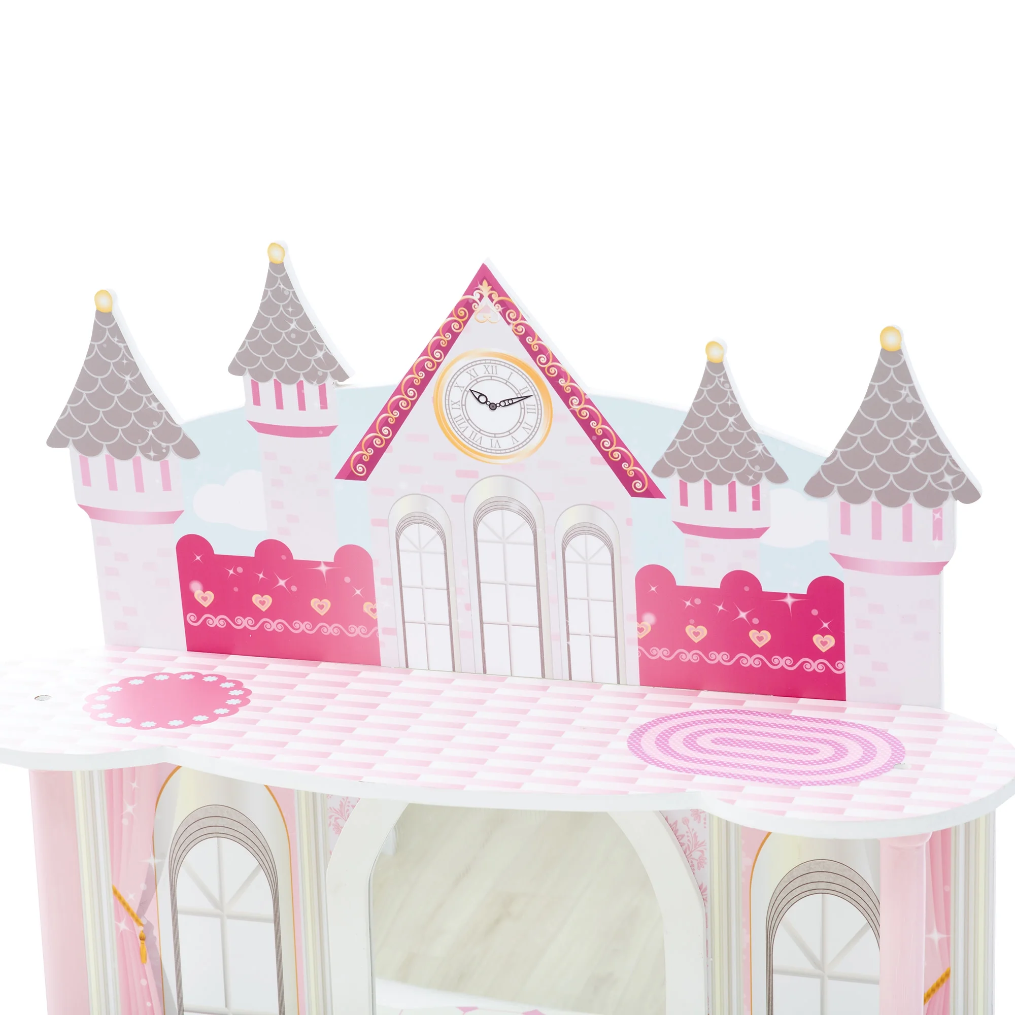 Fantasy Fields Kids Vanity Table and Stool Set with Castle Design, Pink