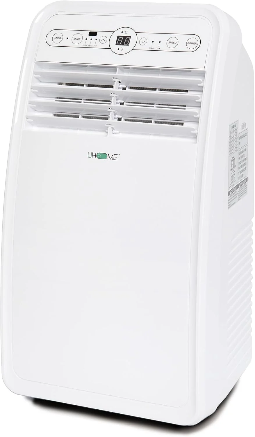 Climatiseur portable Uhome, unité compacte de 8 000 BTU avec refroidissement, déshumidificateur, ventilateur, télécommande et kit de fixation pour fenêtre inclus, blanc