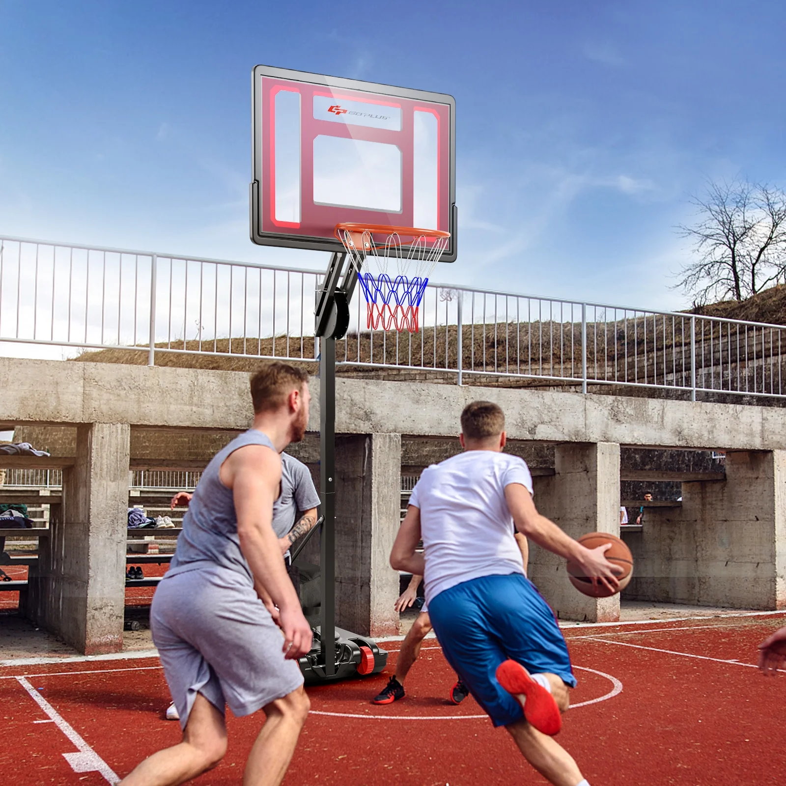 Portable Basketball Hoop System 5-10 FT Adjustable W/Weight Bag Wheels Outdoor - Image 3