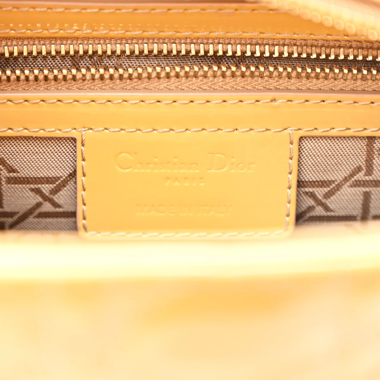 Patent Cannage Medium Lady Dior Dark Beige