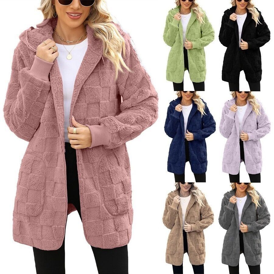 Plush home wear European and American Amazon cross-border women's clothing autumn and winter plaid plush cardigan furry casual jacket for women