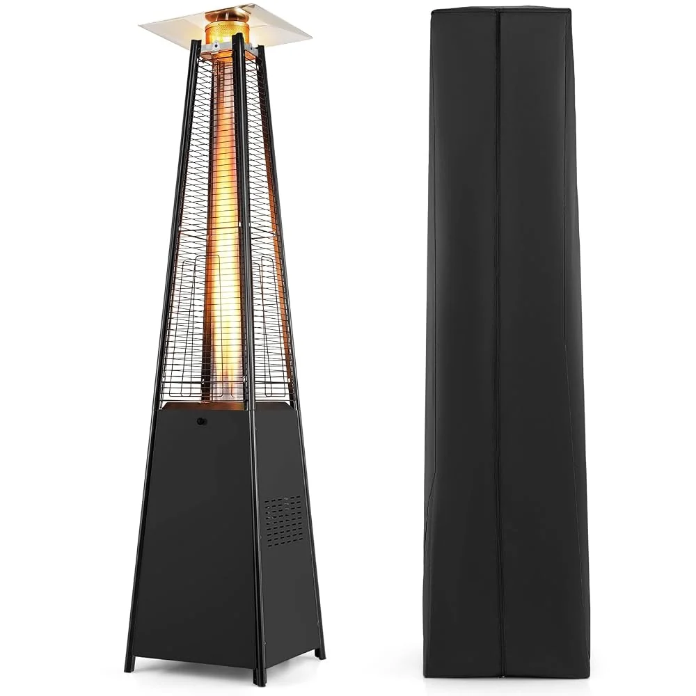 Tangkula 45000 BTU Pyramid Patio Heater with Wheels & Zippered Cover