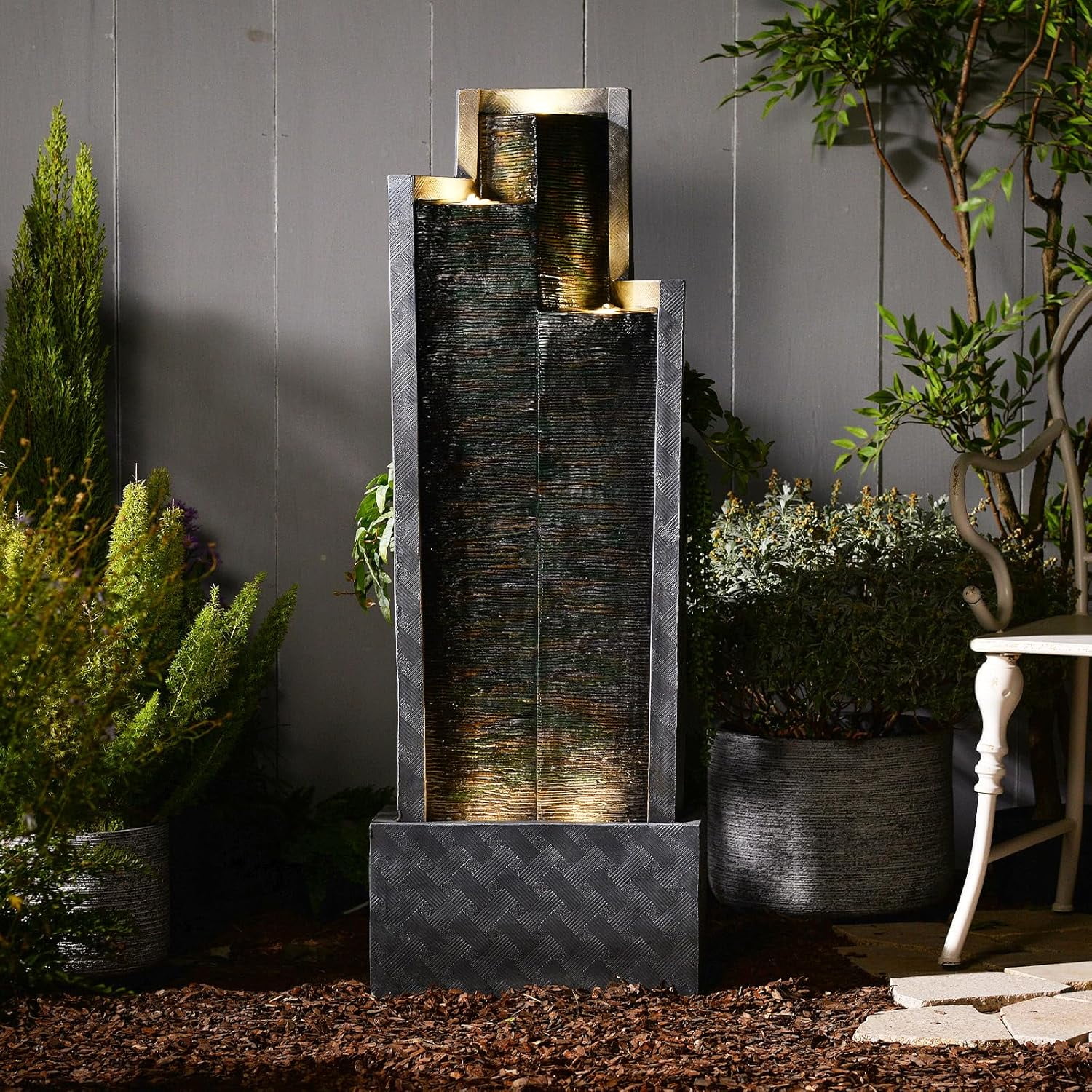 Outdoor Modern Waterfall Fountain Water Fall Fountains with LED Lights for Garden, Patio, Backyard, Deck, Porch and Home Decor - Image 9