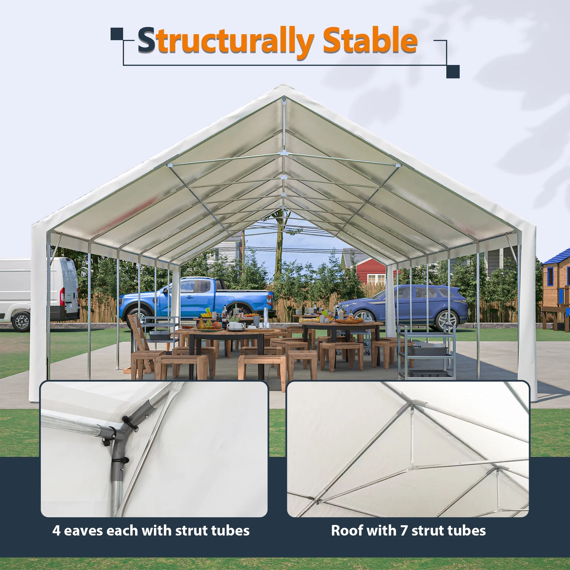 20x40 FT Heavy-Duty Party Tent with 3 Storage Bags Large Waterproof Wedding Event Shelter for Removable Sidewalls Zipper Door Outdoor Commercial Tent for Parties Carport Camping BBQ Garden - Image 4