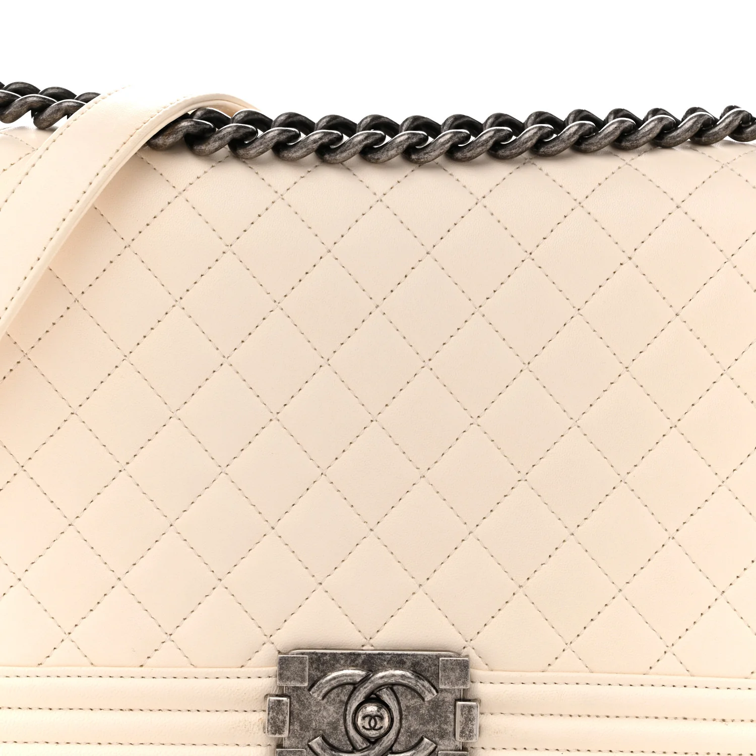 Calfskin Quilted New Medium Boy Flap White