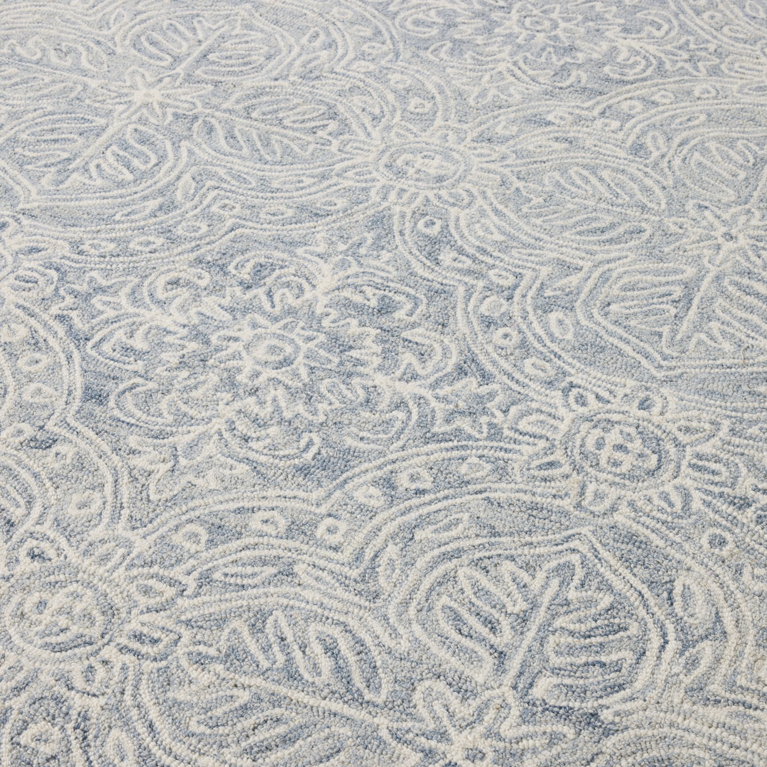 Henna Handtufted NZ Wool Rug Blue 240x300cm