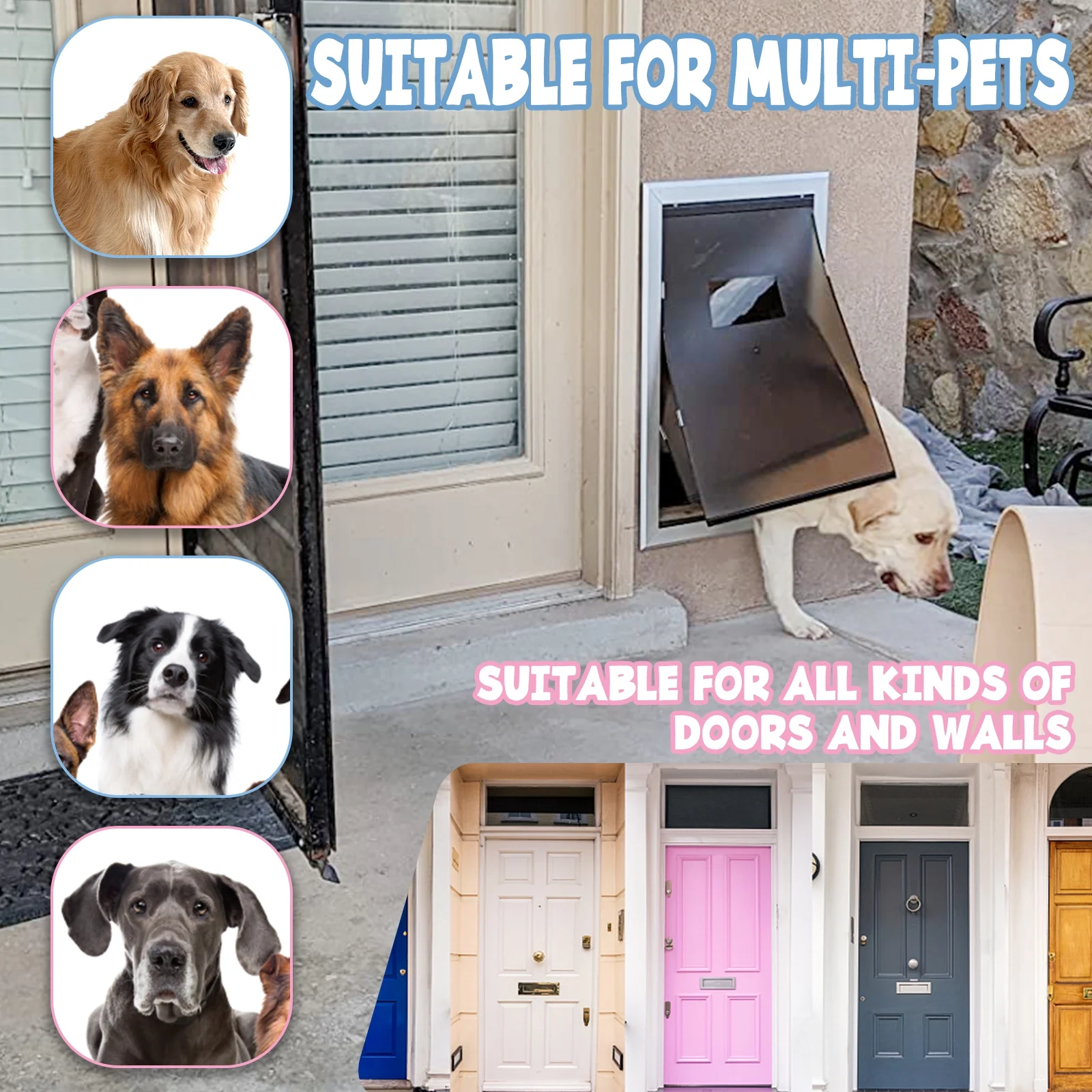 Large Dog Door Aluminum Dog Doors W/Extra-Large Flap 17.5" W x 27.7" H Doggie Doors for Large Dog Up to 220lbs - Image 5