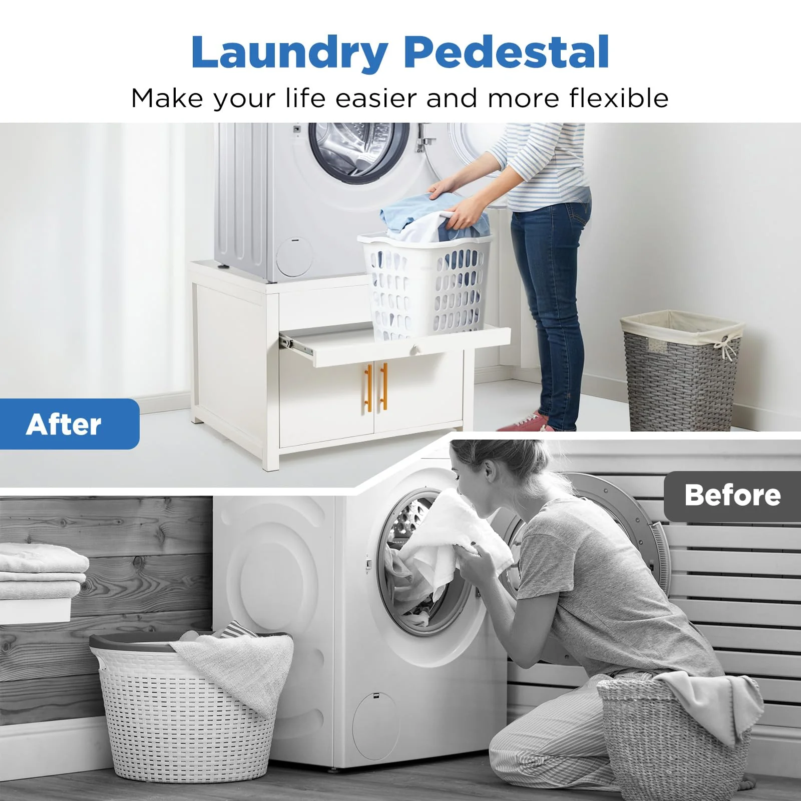 AECOJOY 2 Pack Laundry Pedestal, 700 LBS Capacity Washer Dryer Pedestal (Beige)