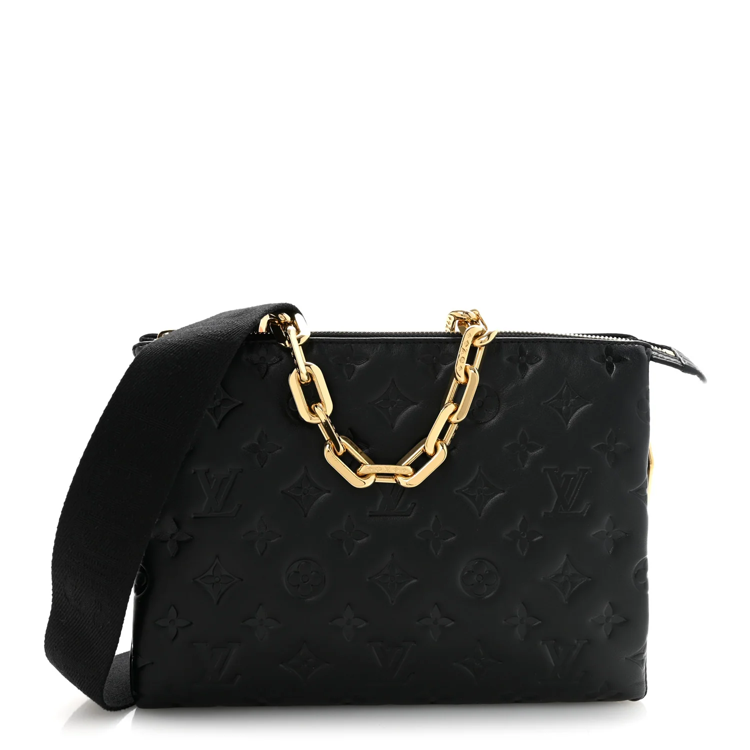 Lambskin Embossed Monogram Coussin PM Black