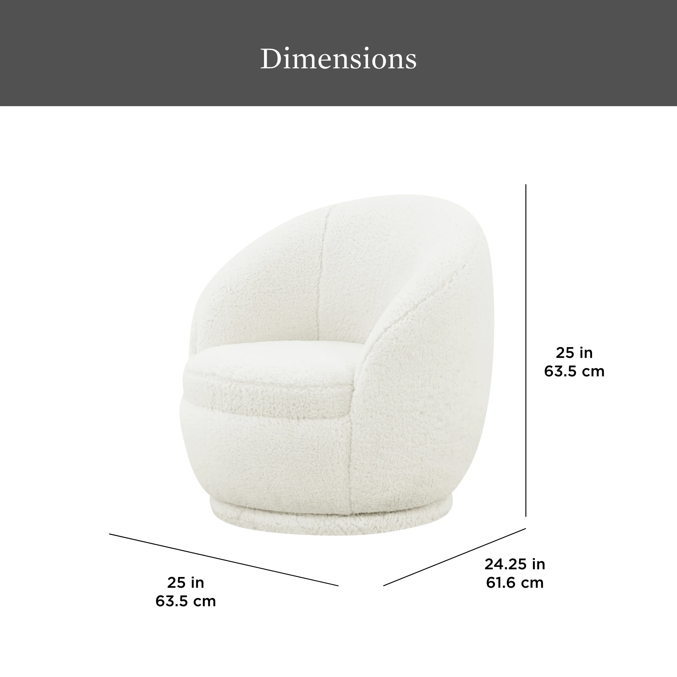Mira Kids Swivel Chair, Cream Faux Shearling(Cream) - Image 4