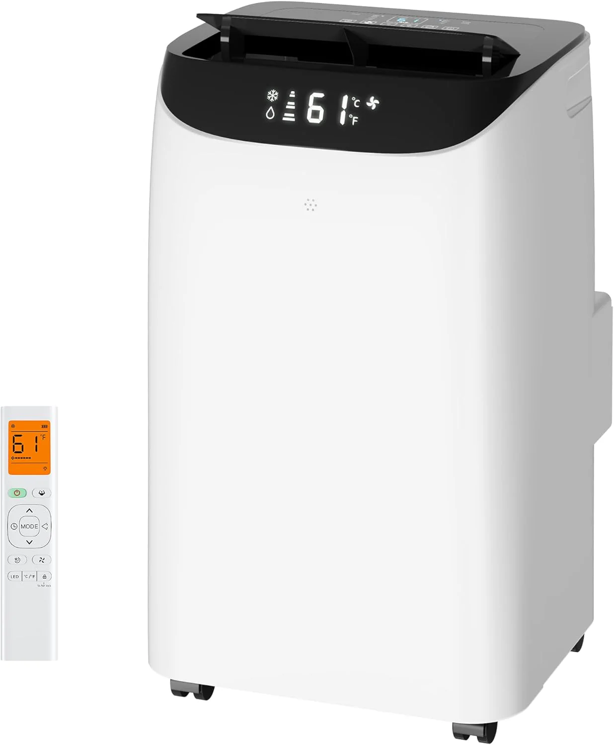 Climatiseur portable de 14 000 BTU, refroidissant jusqu'à 65 m², unité de climatisation portable 3 en 1 écoénergétique avec télécommande et kits d'installation pour grandes pièces, camping-cars, bureaux et espaces temporaires.