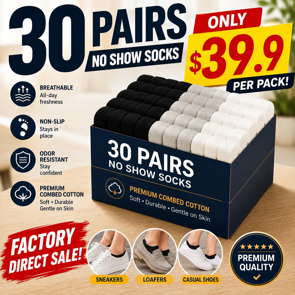 🔥 Last Day!  30-Pairs Invisible Grip Socks 🧦 — Stay Invisible, Never Slip & Keep Feet Dry All Day (Limited Time Deal)