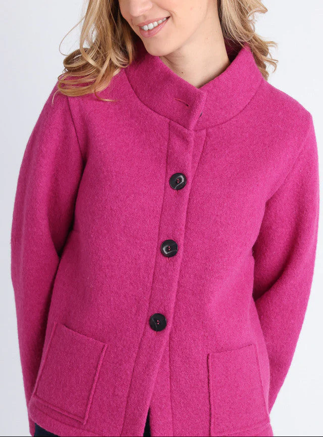 Veste femme laine bouillie rose
