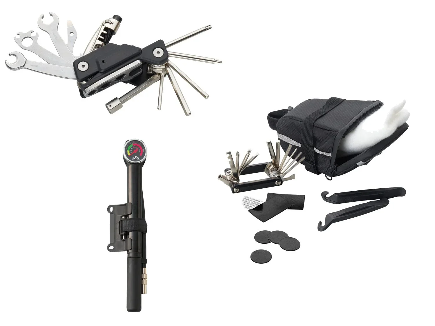 CRIVIT Outil multifonction pour vlo ou sacoche de selle avec outils ou mini-pompe  manomtre
