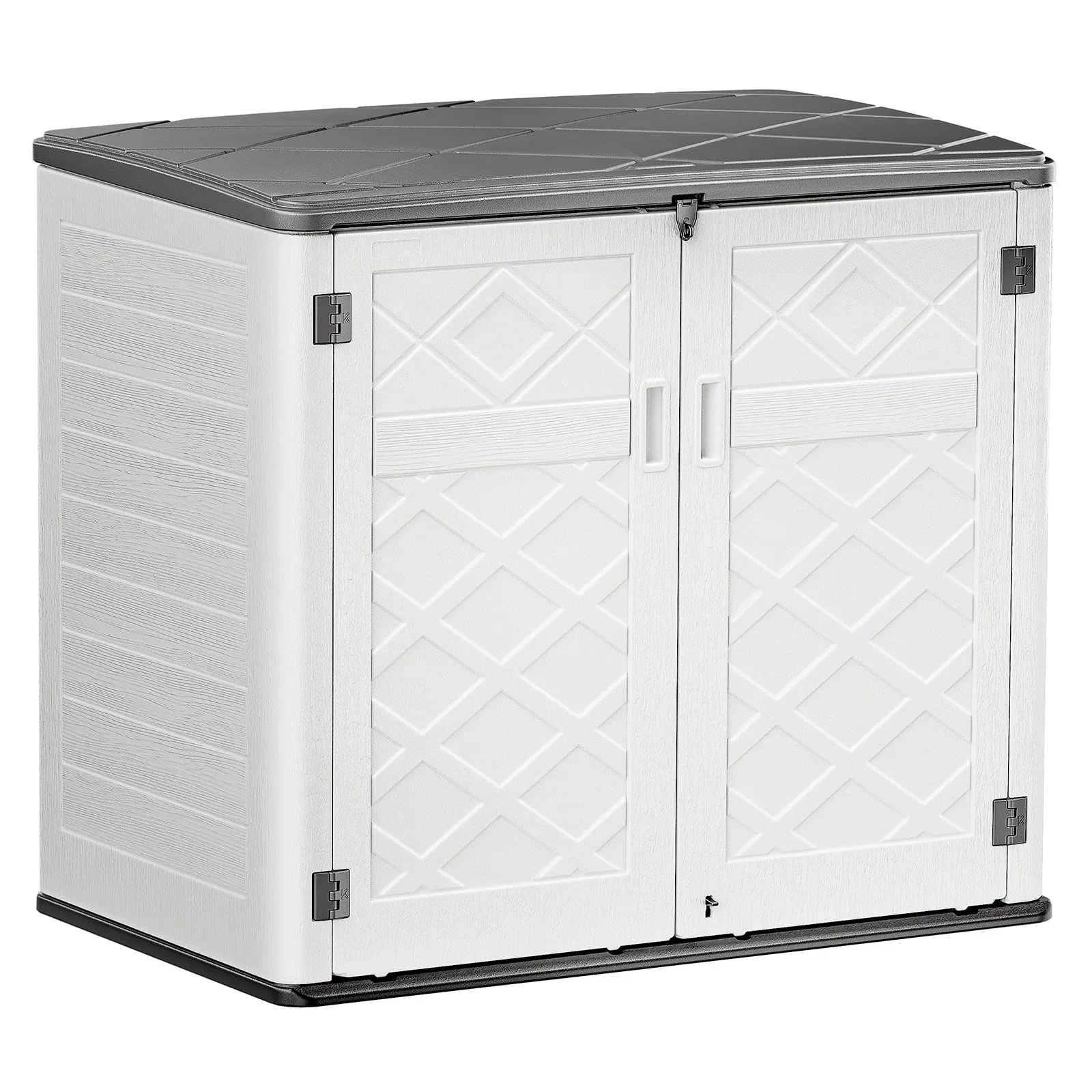 Lofka Outdoor Storage Shed, 49.7 Cu.ft  Large Capacity Storage Shed and Cabinet with Floor for Storing Bike, Garbage Cans and Garden Tools, White
