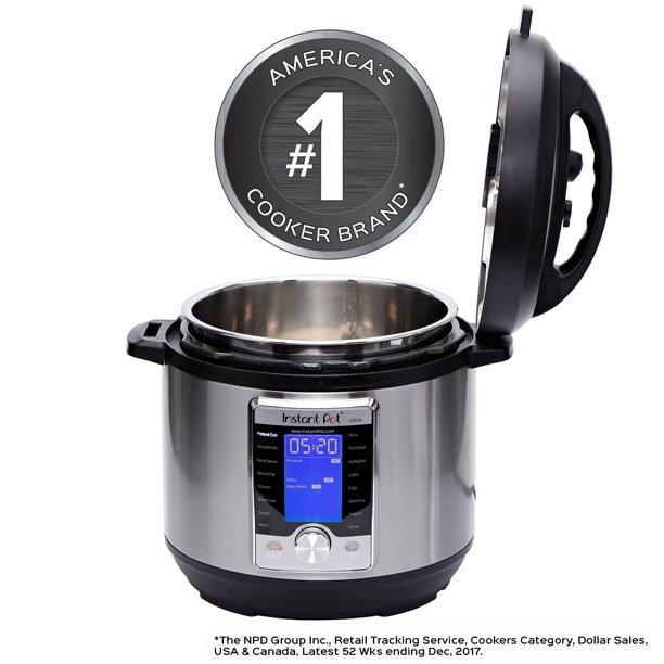 Instant Pot Ultra 6 Qt 10-en-1 Autocuiseur programmable multifonction, mijoteuse, cuiseur à riz, yaourtière, appareil à gâteaux, cuiseur à œufs, sauteuse, cuiseur vapeur, chauffe-plat et stérilisateur