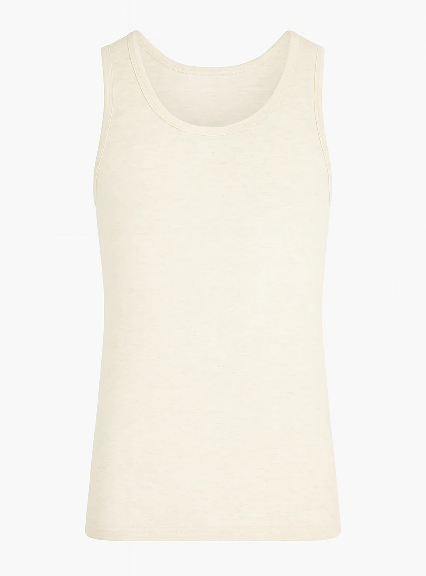 Débardeur thermique homme fin laine blanc naturel