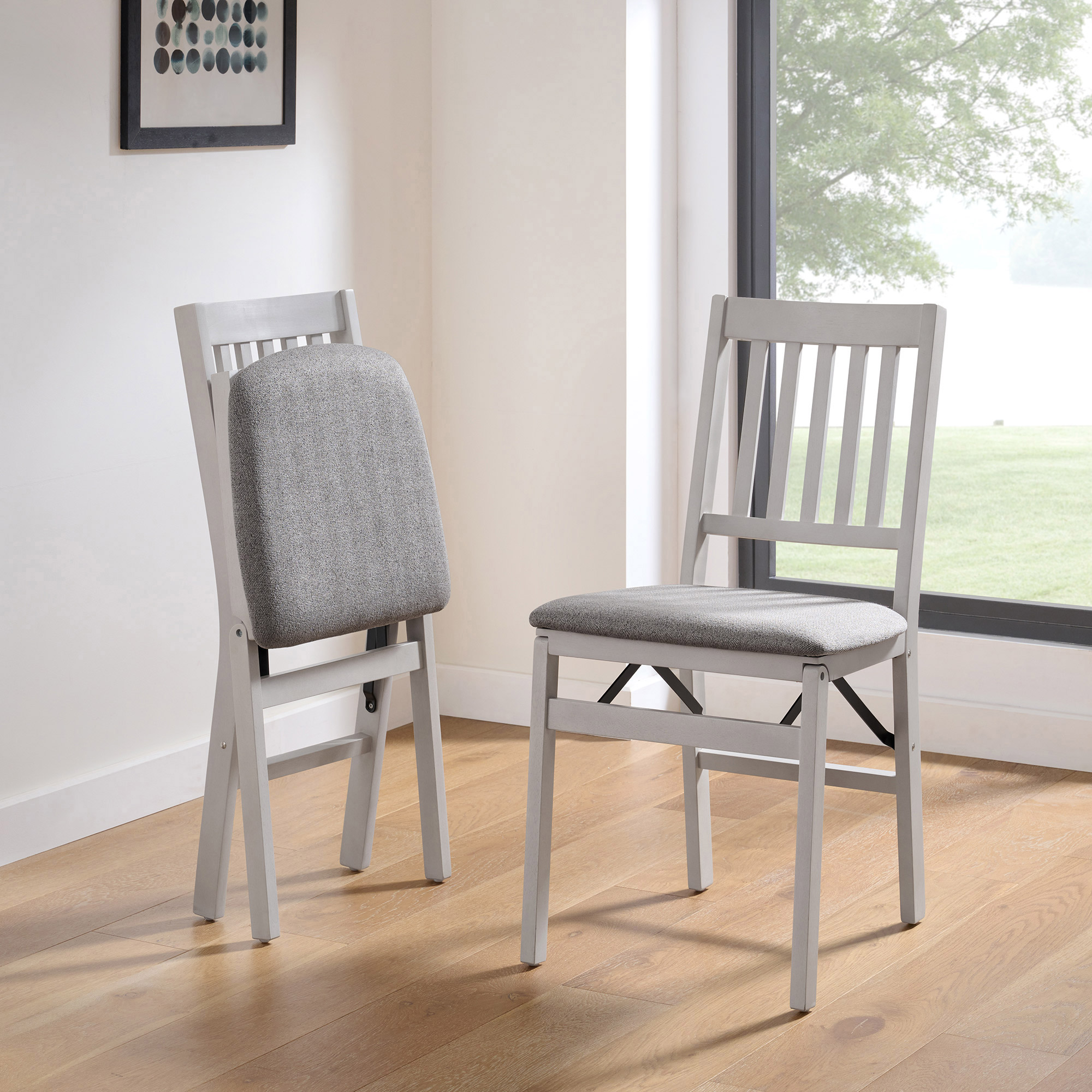 Wood Upholstered Folding Chair, 2-pack - Image 6