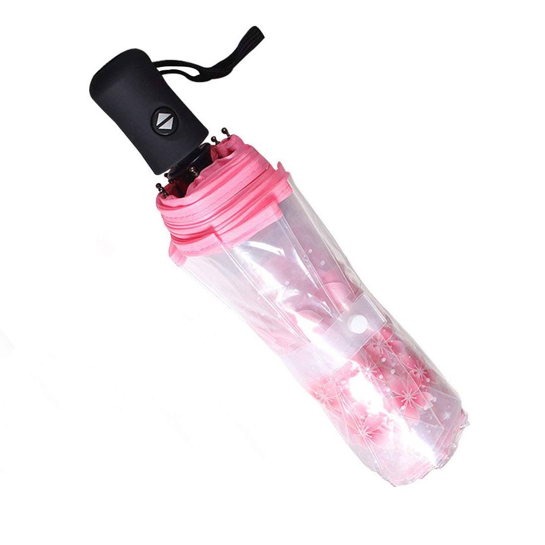 WerFamily Cherry Blossom Transparent Folding Travel Umbrella