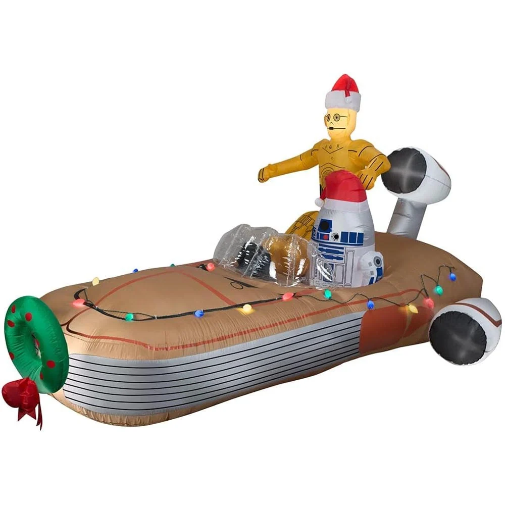 11" Inflatable Christmas Disney Star Wars C-3PO and R2-D2 Land Speeder Scene Yard Decor 37064